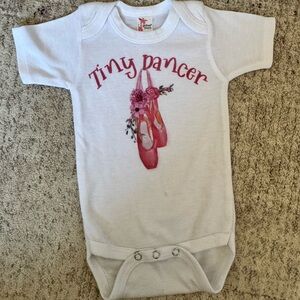 White Baby Onesie with Pink Ballet Slippers - "Tiny Dancer"